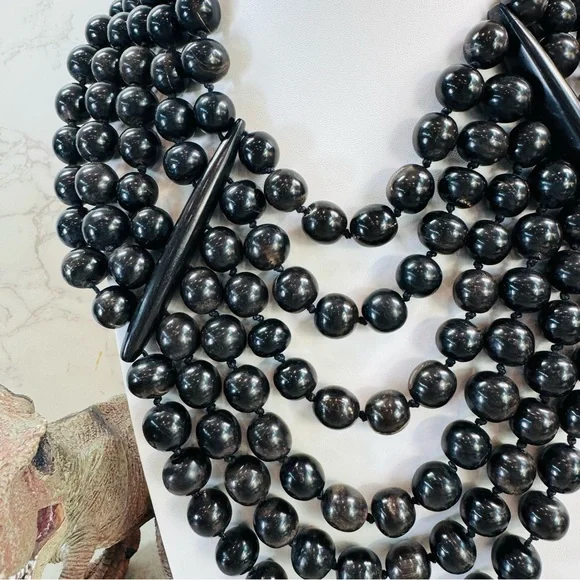 Vintage Monies Gerta Lynggaard Horn Statement Necklace - Picture 7 of 9